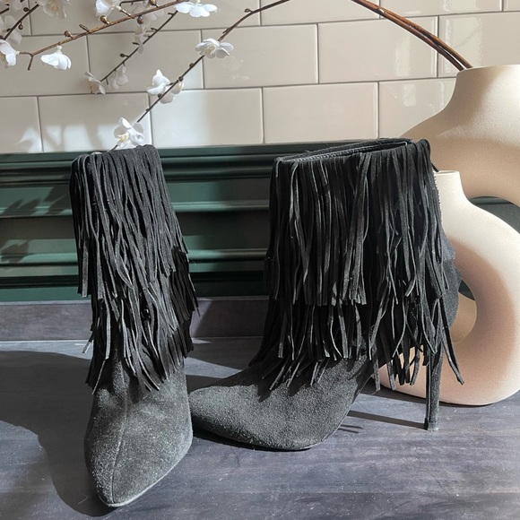 Zara Fringe Suede Booties (8) - Picture 2 of 4